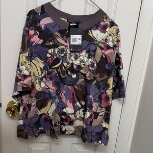 Nike Epic Fast Femme Short Sleeve Tee 2X & 7/8 Running Leggings Floral 1X